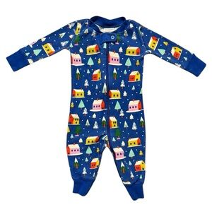Hanna Andersson Organic Cotton Footless Sleeper Winter Village Print 3–6 Months